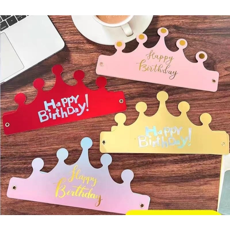 TOPI ULANG TAHUN / MAHKOTA ULANG TAHUN / HAT CROWN BIRTHDAY PARTY ISI 10PCS