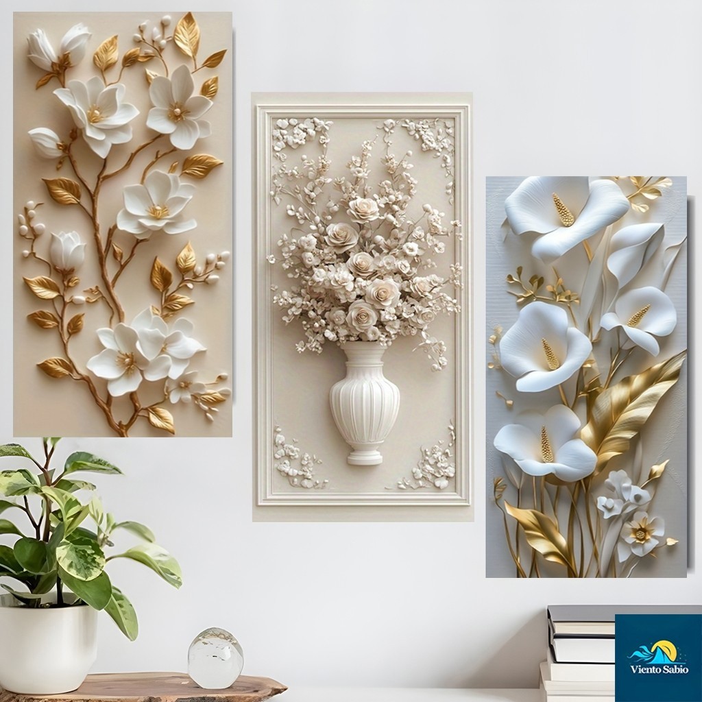 30×60CM Lukisan Kanvas Hiasan Dinding Bunga Minimalis untuk Ruang Tamu & Koridor - Seni Dinding Elegan