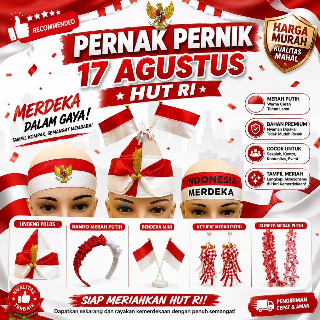 BENDERA TNG Pernak Pernik 17 Agustus HUT RI / Bendera merah putih dekorasi akseoris HUT RI