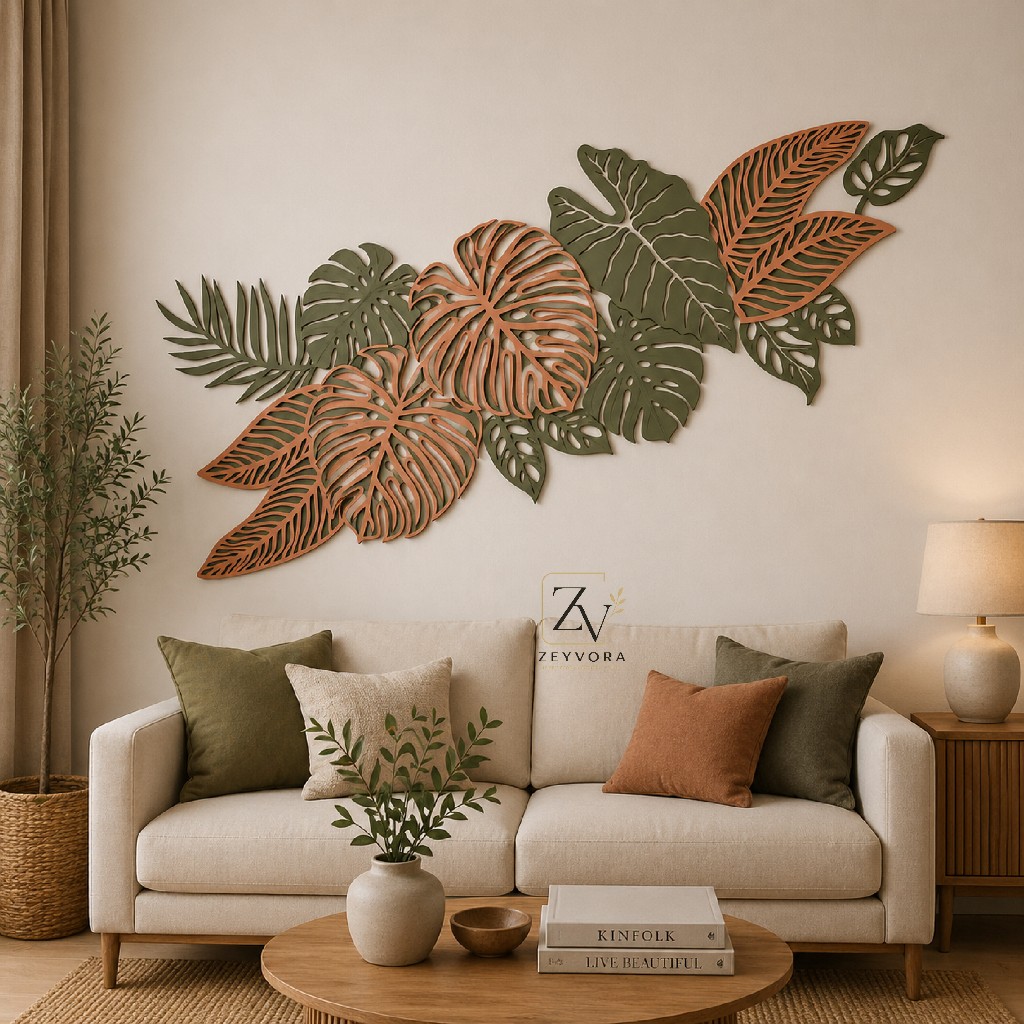 Zeyvora - Hiasan Dinding Daun Monstera Dekorasi Ruang Tamu dan Kamar Premium