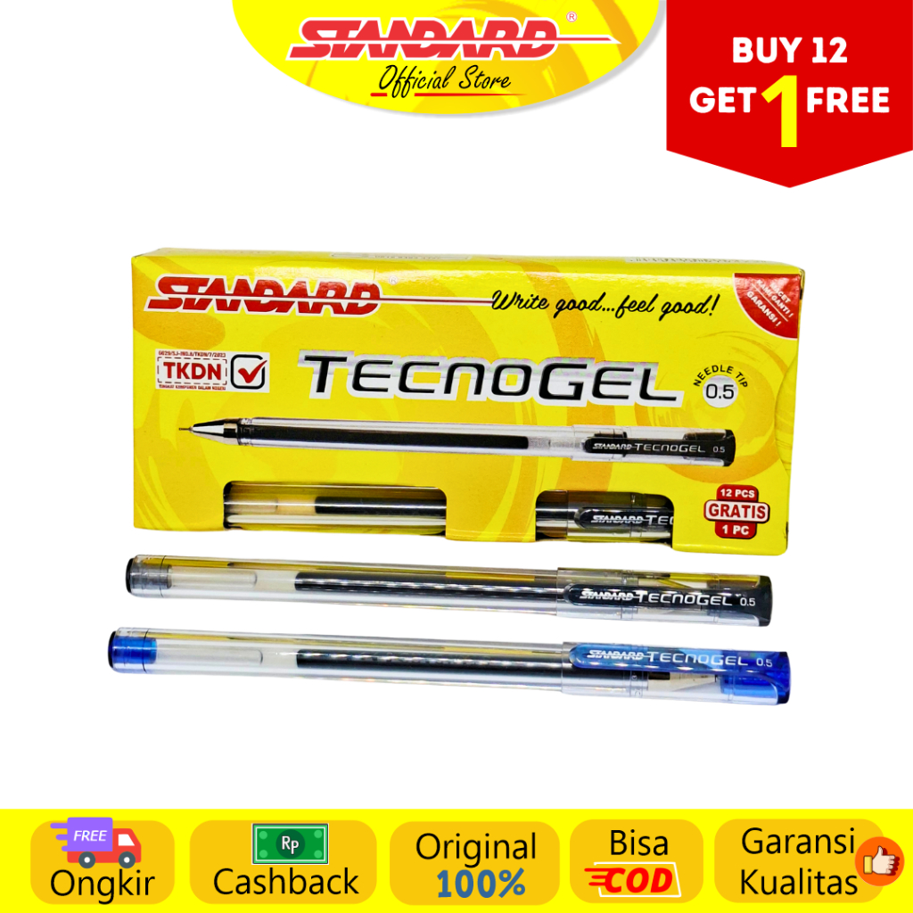 Standard - Pulpen Tecnogel 0.5  ( Alat Tulis / Pen / Ballpoint / Pena )