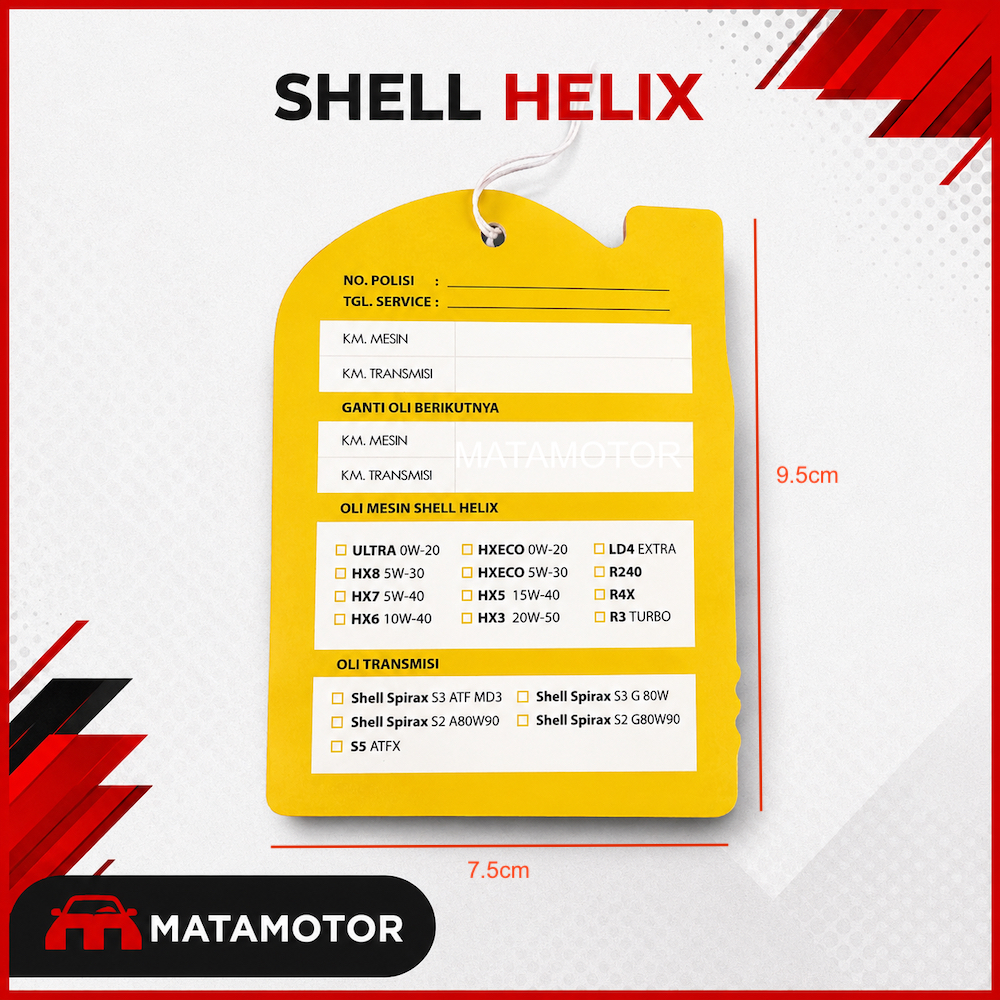 Jual Kartu Oli Kartu Service Catatan Kilometer Shell Helix Tag Label ...