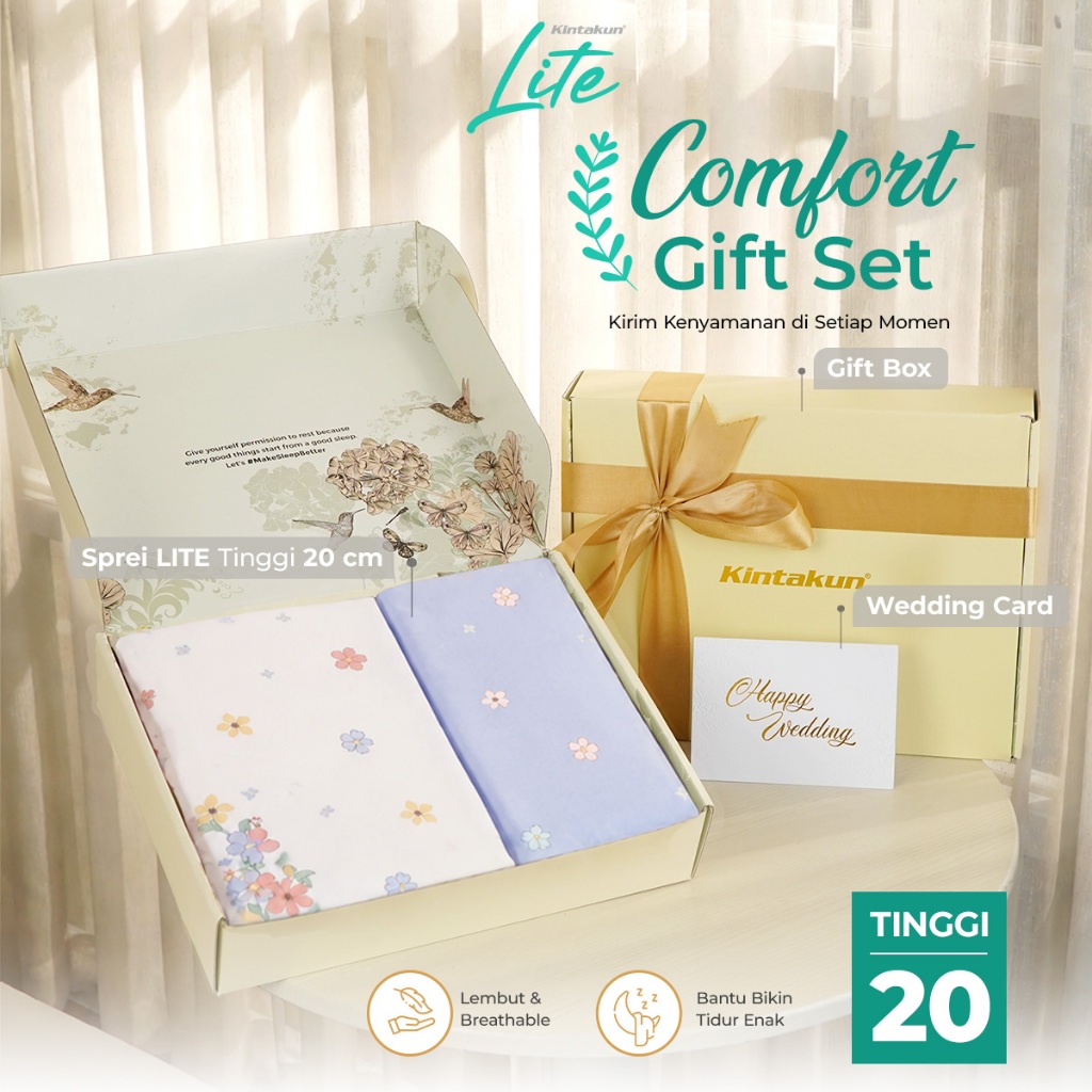 Kintakun Lite Hampers Wedding Sprei Set 160 x 200/180 x 200 Tinggi 20 cm Hadiah Pernikahan Multivarian
