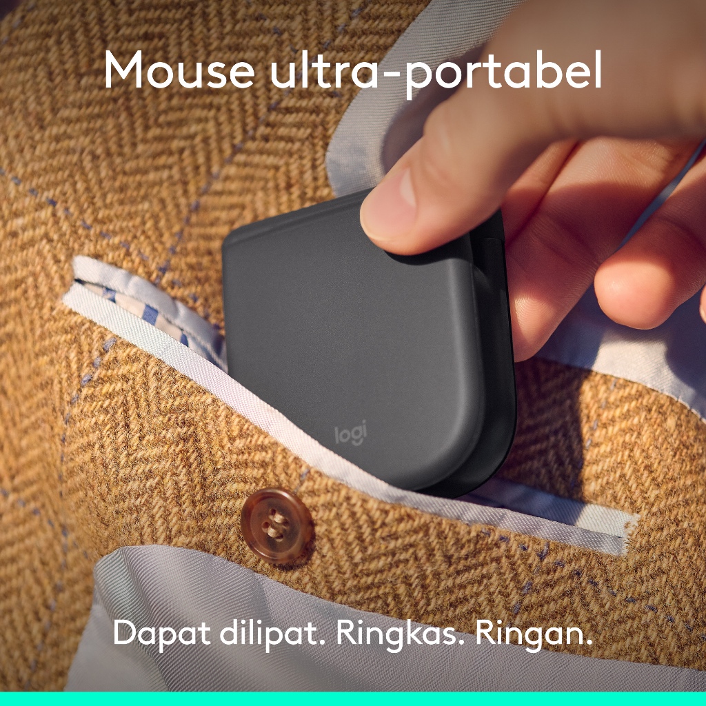 Logitech Mobi Fold, Mouse Perjalanan Ultra-Portabel, Kecil dan Ringan, Gulir Sentuh, Klik Tenang, 4K DPI, Bluetooth, untuk Windows PC, Mac, Chromebook (3)