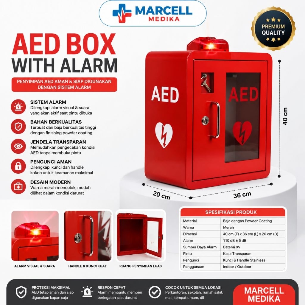 Jual BOX AED WALL WITH ALARM / BOX EMERGENCY AED WALL / BOX AED CABINET ...
