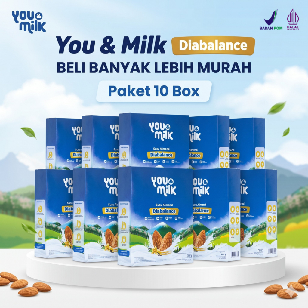 [ RESELLER ] DISKON YOU & MILK Diabalance 100% Original -  Susu Almond Herbal Alami Bantu Atasi Masalah Gula Darah Tinggi SUSU HARIAN