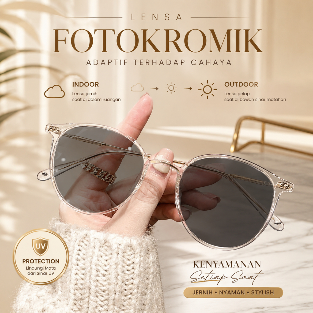 Jual Kacamata Photocromic Muslim Korea / Anti Radiasi 2 In 1