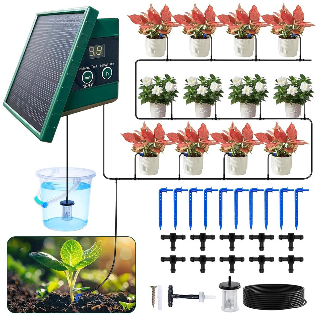 26in Solar Timer Alat Penyiram Tanaman Otomatis Drip Waterproof Sistem Irigasi Tetes tenaga Surya