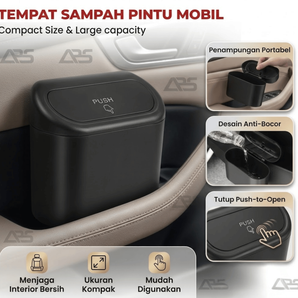 Tempat Sampah Mobil Tong Sampah Mobil Mini Universal Car Trash Can Organizer Mobil Trash Bin Pressing