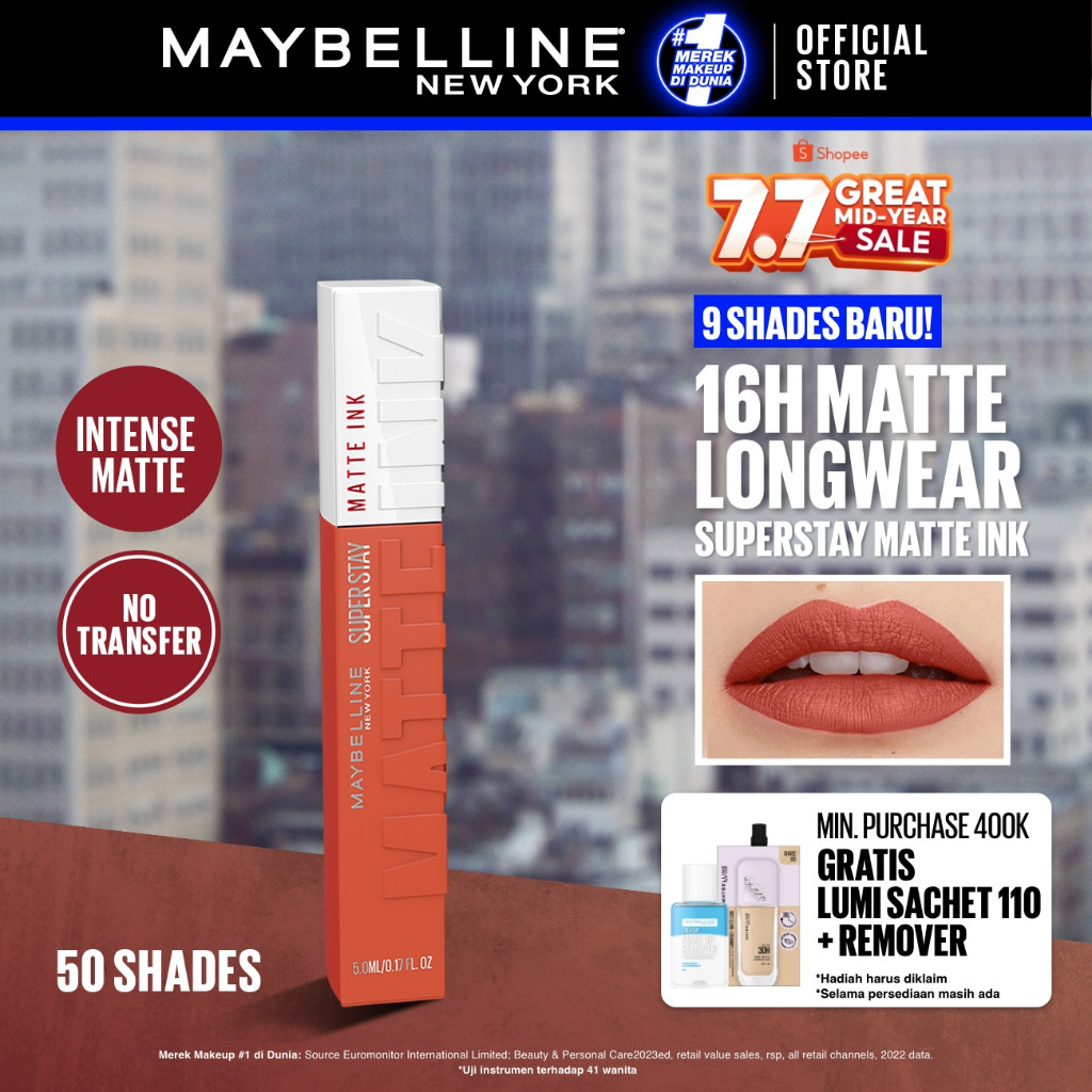 MAYBELLINE Superstay Matte Ink Liquid Lipstick Long Lasting 16 Jam - Transferproof