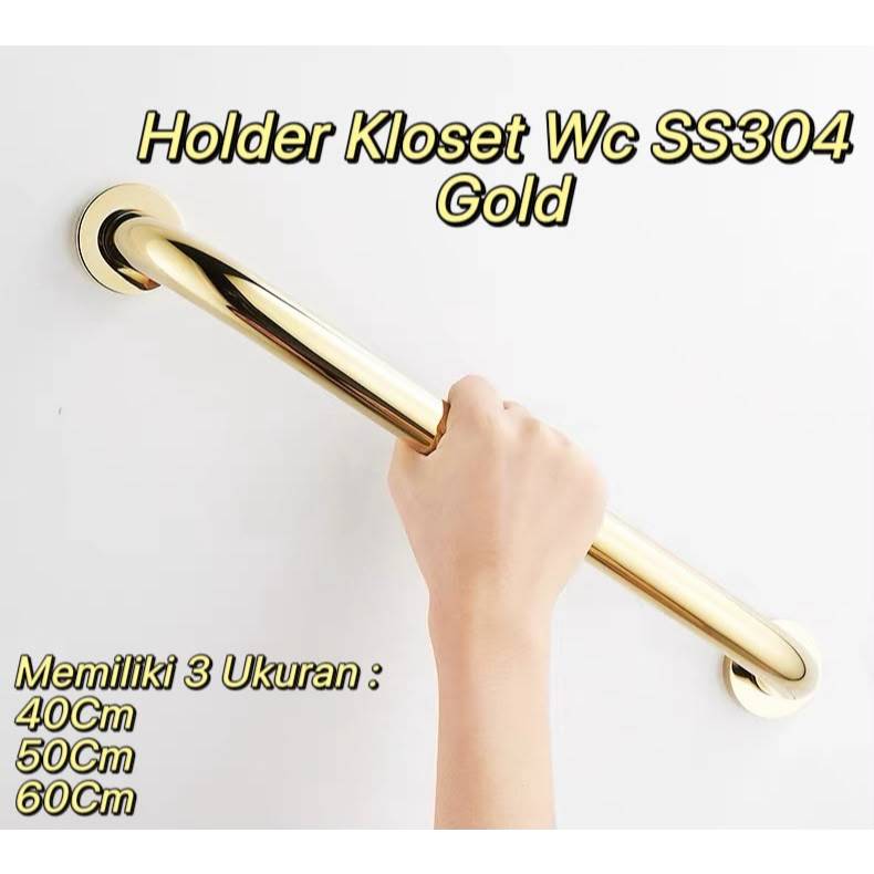 Holder Kloset Wc SS304 Gold / Pegangan Kloset Kamar Mandi Gold