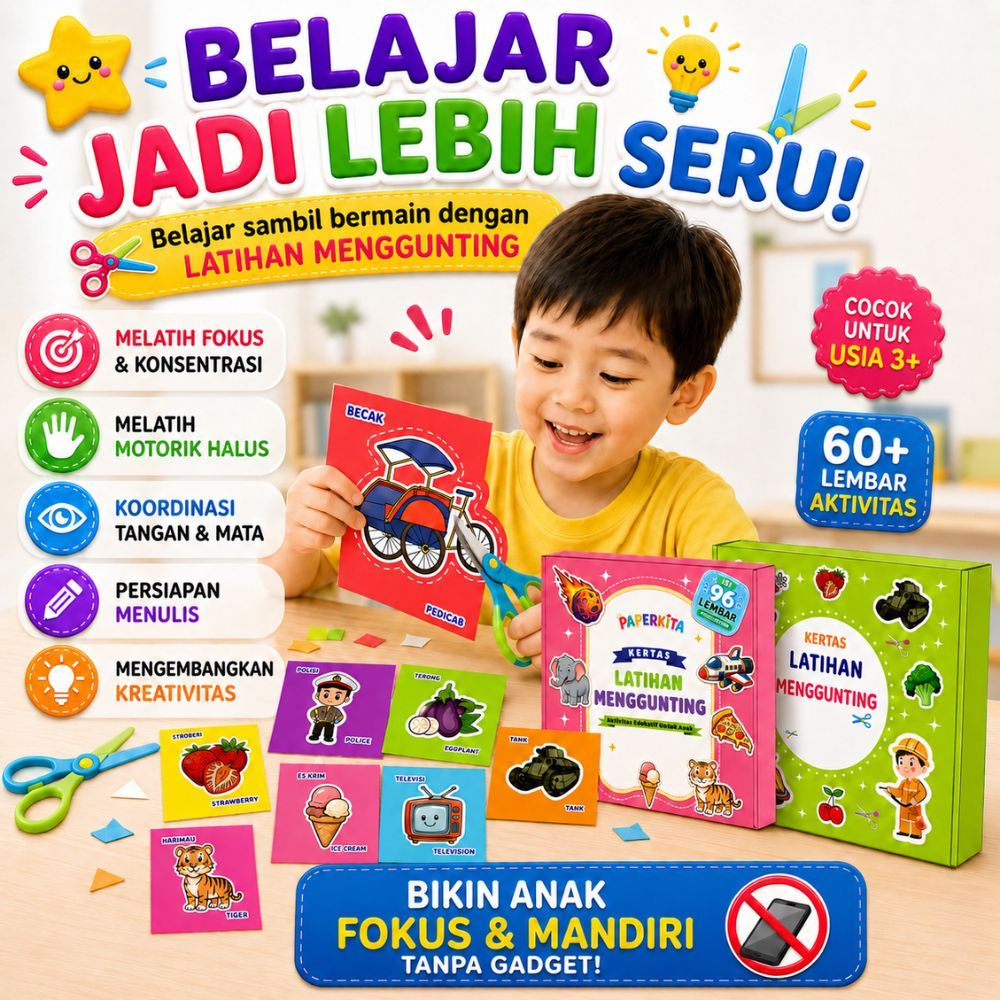 detail kertas dan pola mainan menggunting anak paud