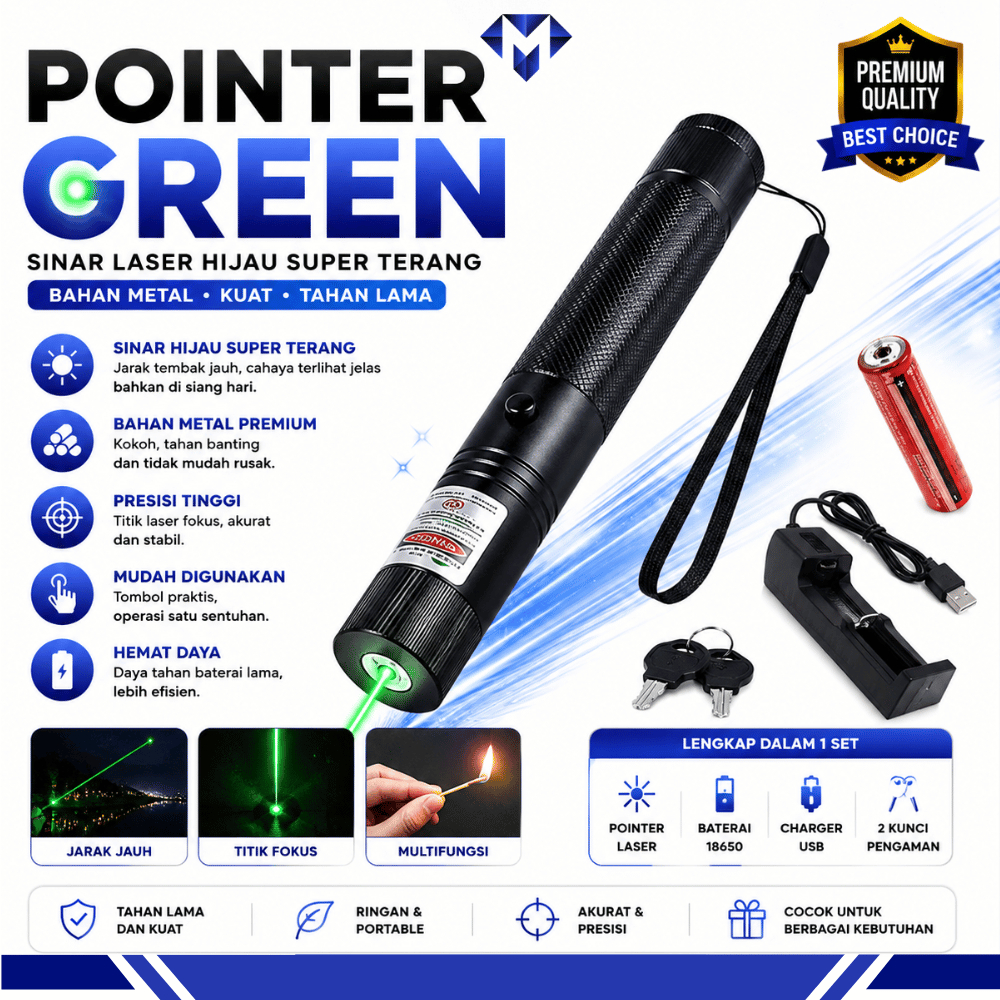 Jual Super Power Laser Pointer Green Beam Green Red Blue Laser ...