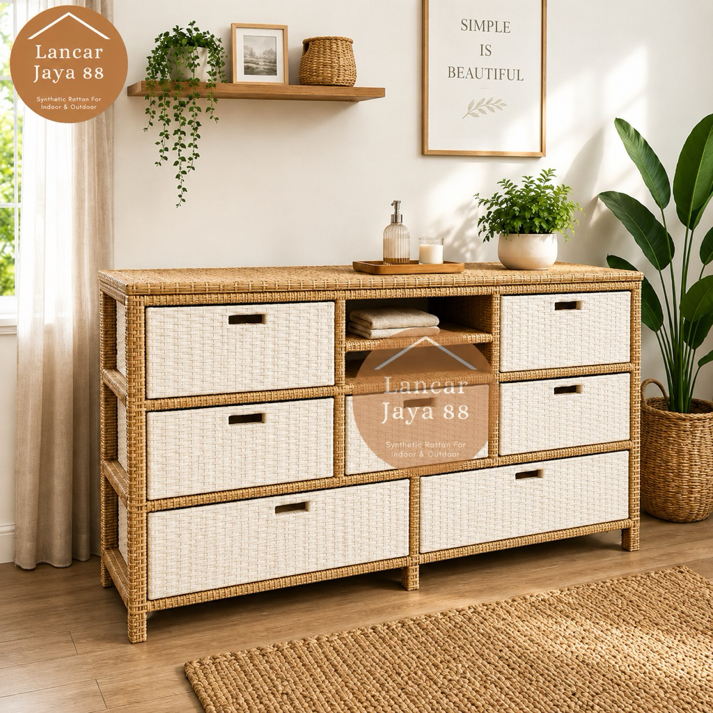 Jual Lemari Laci Rotan Sintetis 7 Drawer Minimalis | Shopee Indonesia