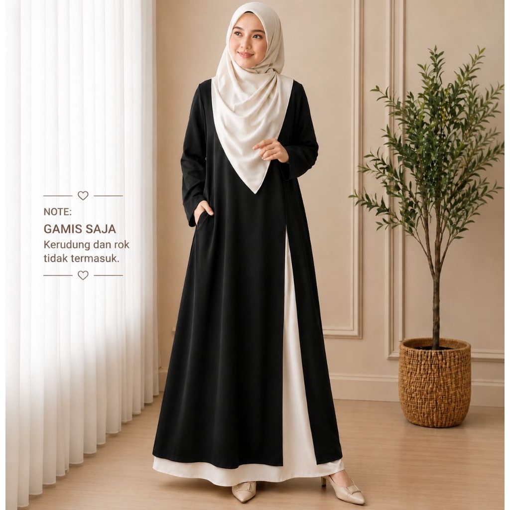 Yarra Dress Gamis Belah Samping Wanita Muslim Bahan Sabrina Premium Anti UV