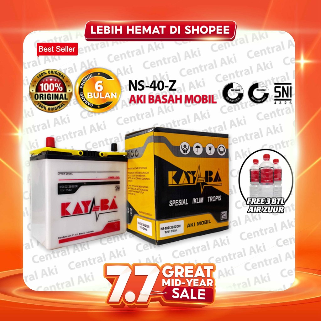 Aki MOBIL KAYABA NS40Z 12V 35AH TOYOTA AVANZA XENIA GRANDMAX APV TERIOS RUSH GRANDMAX L300 CARRY ATOZ ZEBRA LUXIO SWIFT AKI BASAH AKI MOBIL