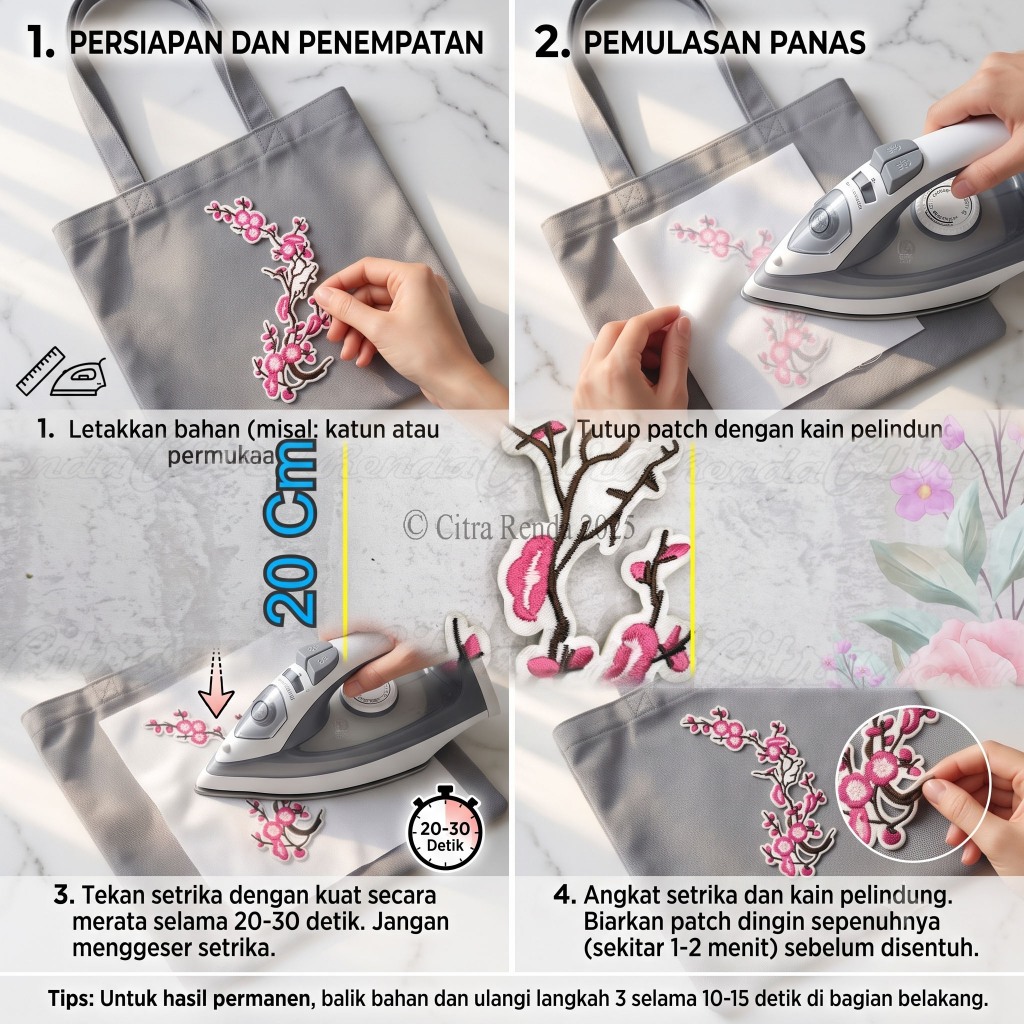 (Per Pcs) AP393 Aplikasi Bordir Tempel / Rose Embroidery Bunga Mawar  Bordir Cantik