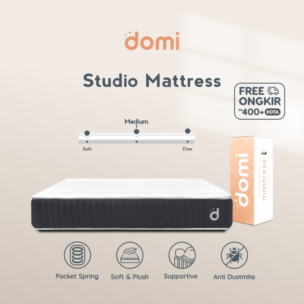 Domi Studio Mattress 26cm / Kasur Pocket Spring Bed / Motion Isolation / Mattress in a Box