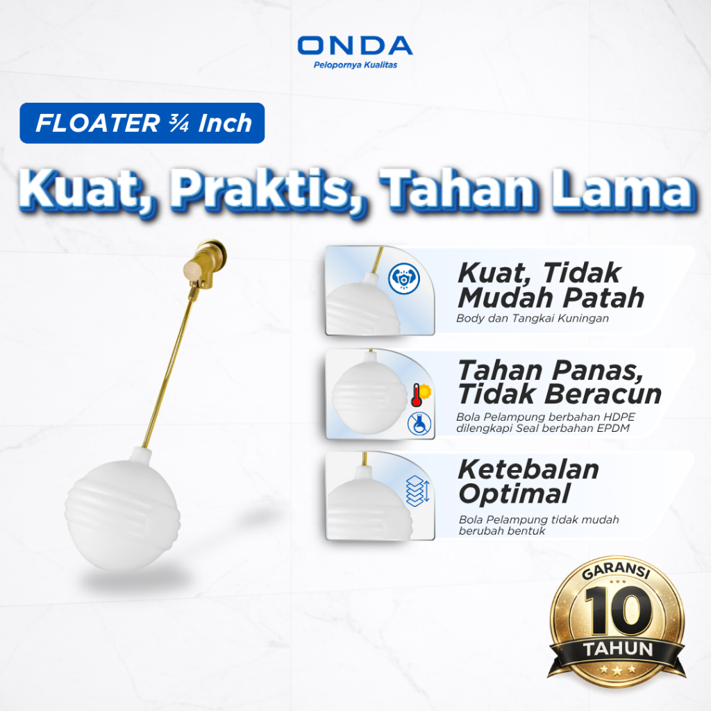 Jual ONDA Pelampung Air Plastik Toren / Tangki Air Kuningan Tahan Panas ...