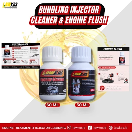 LOWKOS Paket Servis Injeksi Motor Pembersih Injektor & Engine Flush Mesin - 2 in 1 Hemat