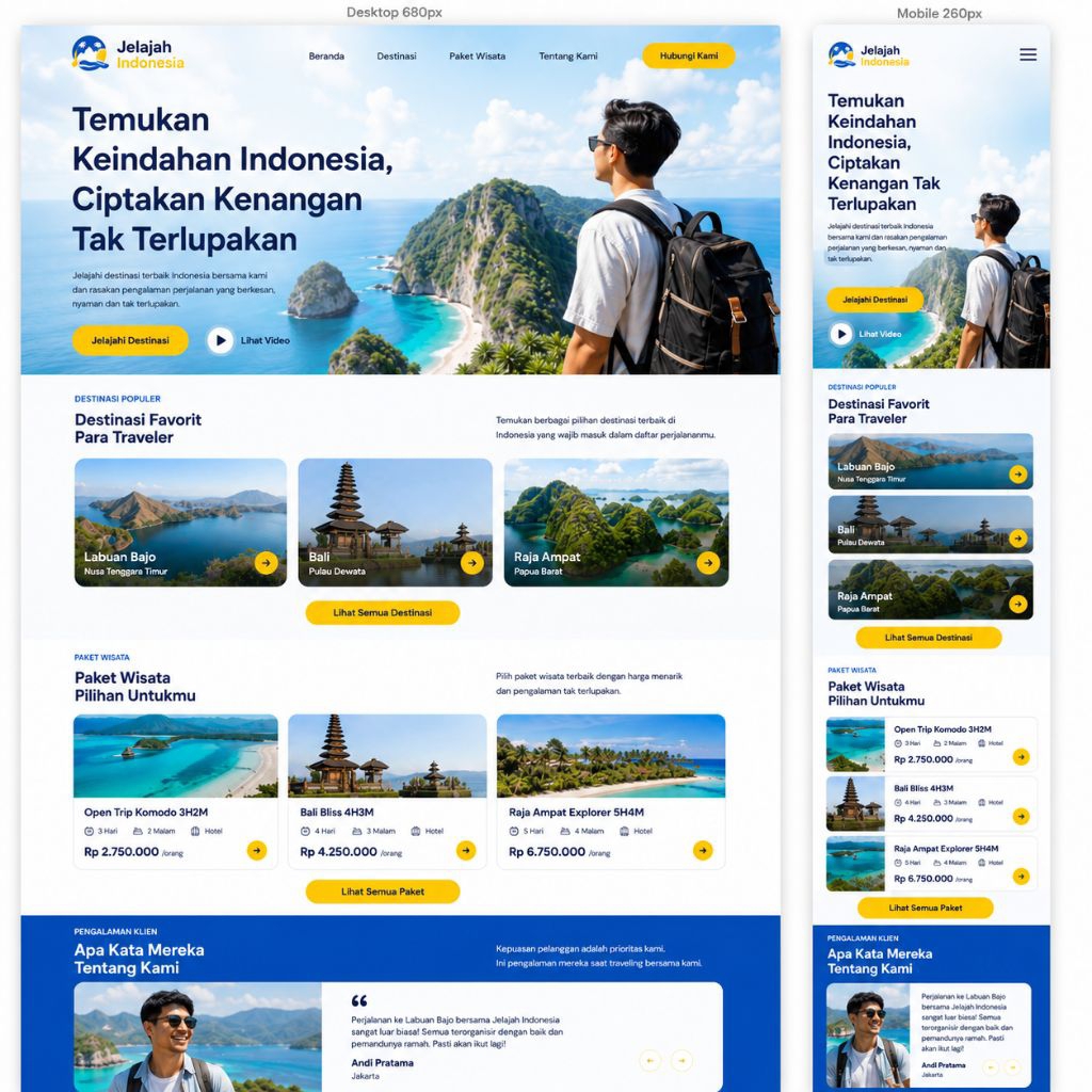 Website Travel - Domain Hosting 1 Tahun - Optimasi Google Dasar - Web Wisata - Web Tour - Jasa Buat Web Agen Perjalanan - Jasa Pembuatan Website Bisnis Wisata - Website Umroh