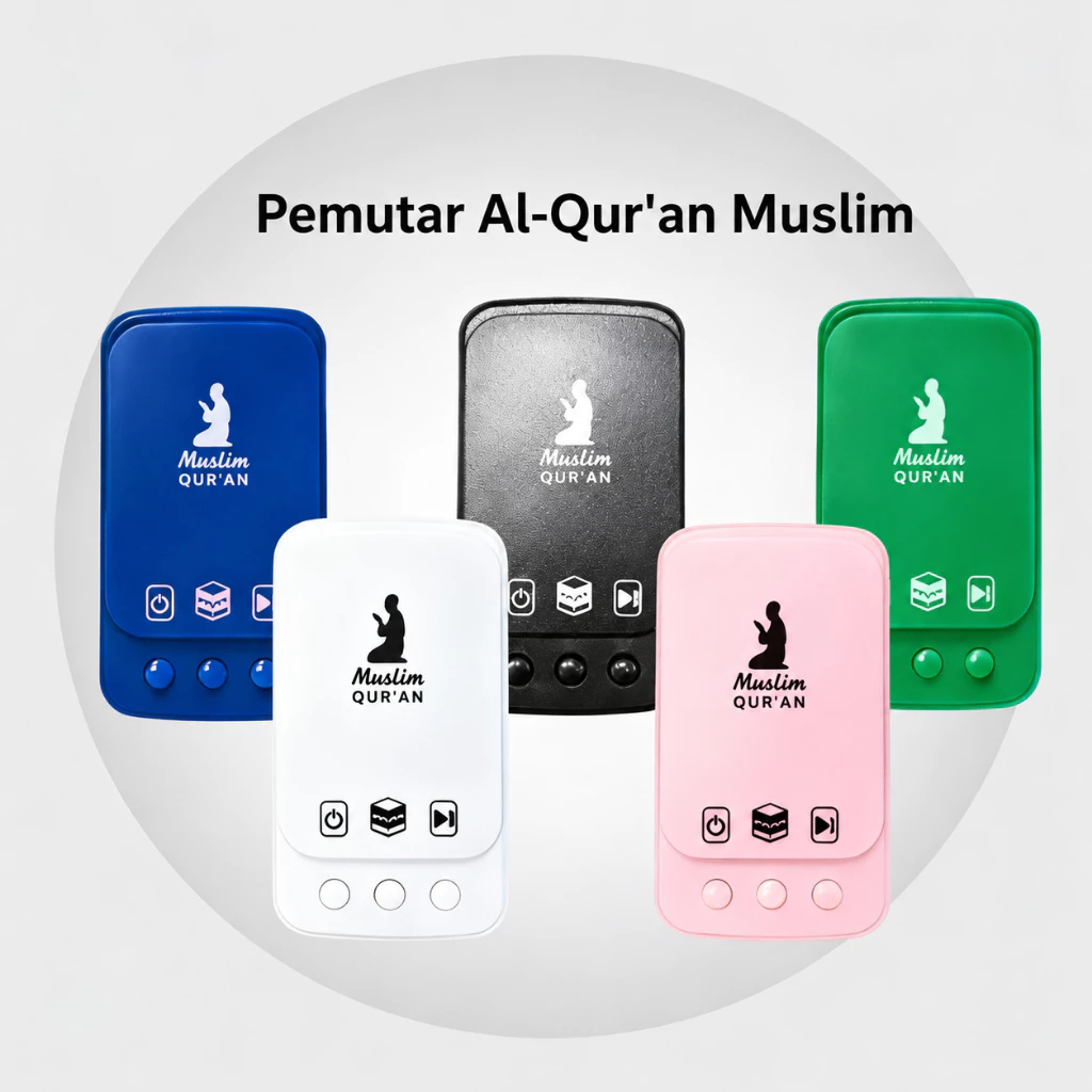 ZIKI 101 Speaker Quran 30 Juz murottal lampu tidur dengan warna hijau, hitam, putih, pink