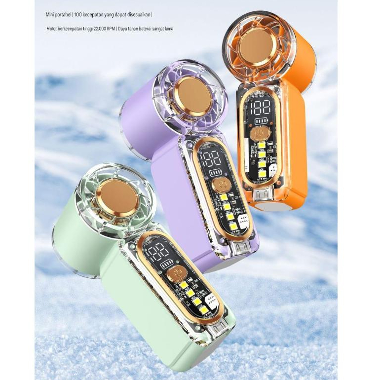 Kipas angin Fan mini (x699)portable USB genggam layar led flashlight angin kenceng Ultra Mini Portable