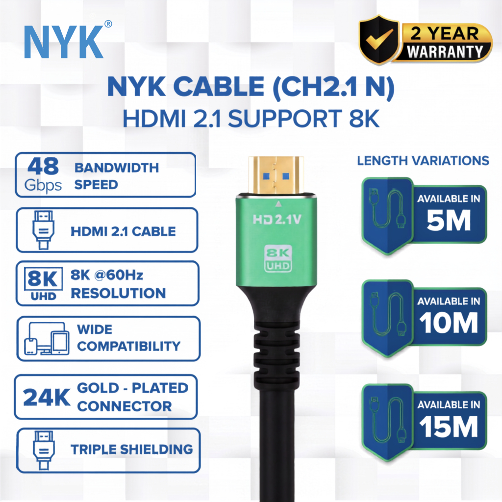 NYK Kabel HDMI to HDMI 2.1 Support 8K Ultra HD 1.5 Meter COD (2)