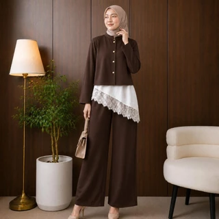 Beautyhijab VIOLA Set 3IN1 Setelan Knit Wanita Kekinian Inner Lace Terbaru Oneset Outfit Jumbo Korean Style Cantik Murah