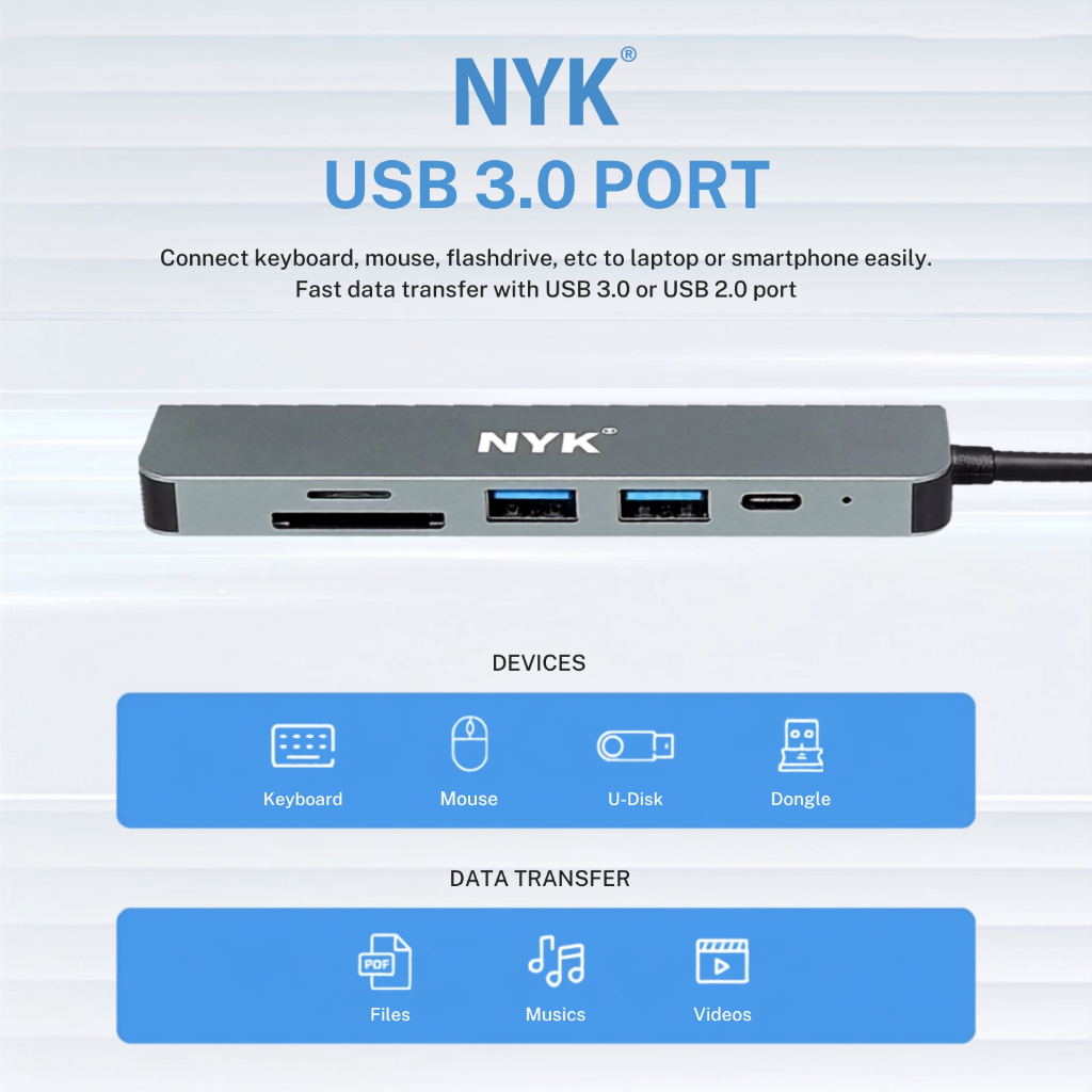 NYK USB Hub type C6 in 1 Converter Type C 3.0 IOS Android Macbook Laptop PC Smartphone Linux COD HUB bergaransi Docking Station Data transfer Mobile p (3)