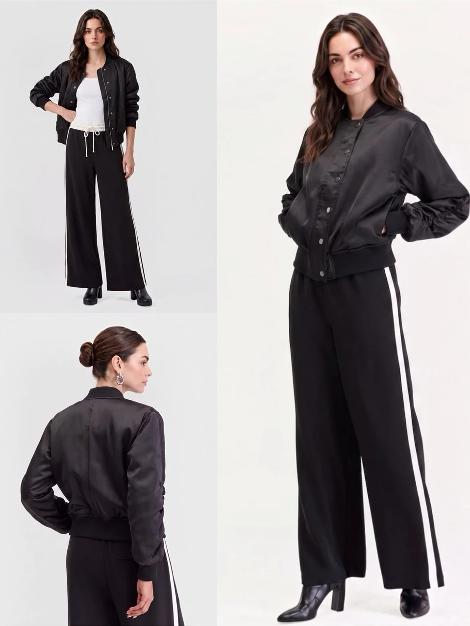 Jaket Bomber Wanita INC Women's Satin Bomber Jacket - 2913