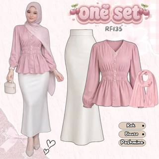 Outfit Kondangan Kekinian OOTD Casual | Rok, Kemeja, Pashmina | Setelan Hijab Melayu Wanita RF135
