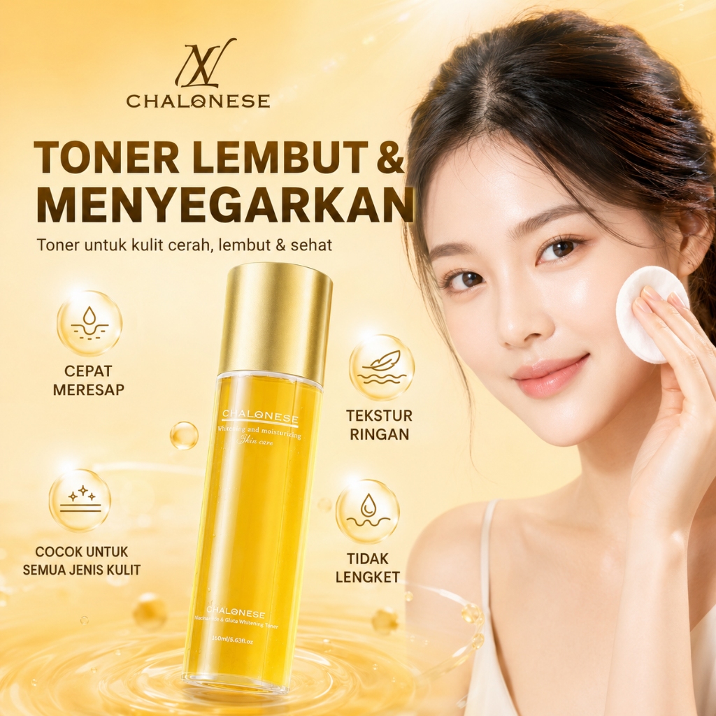 COD CHALONESE Toner Wajah 160ml, Whitening Toner Niacinamide Glutathione, Toner Mencerahkan Wajah, Menjaga Kelembapan, Kulit Terasa Lembut, Segar dan Terawat