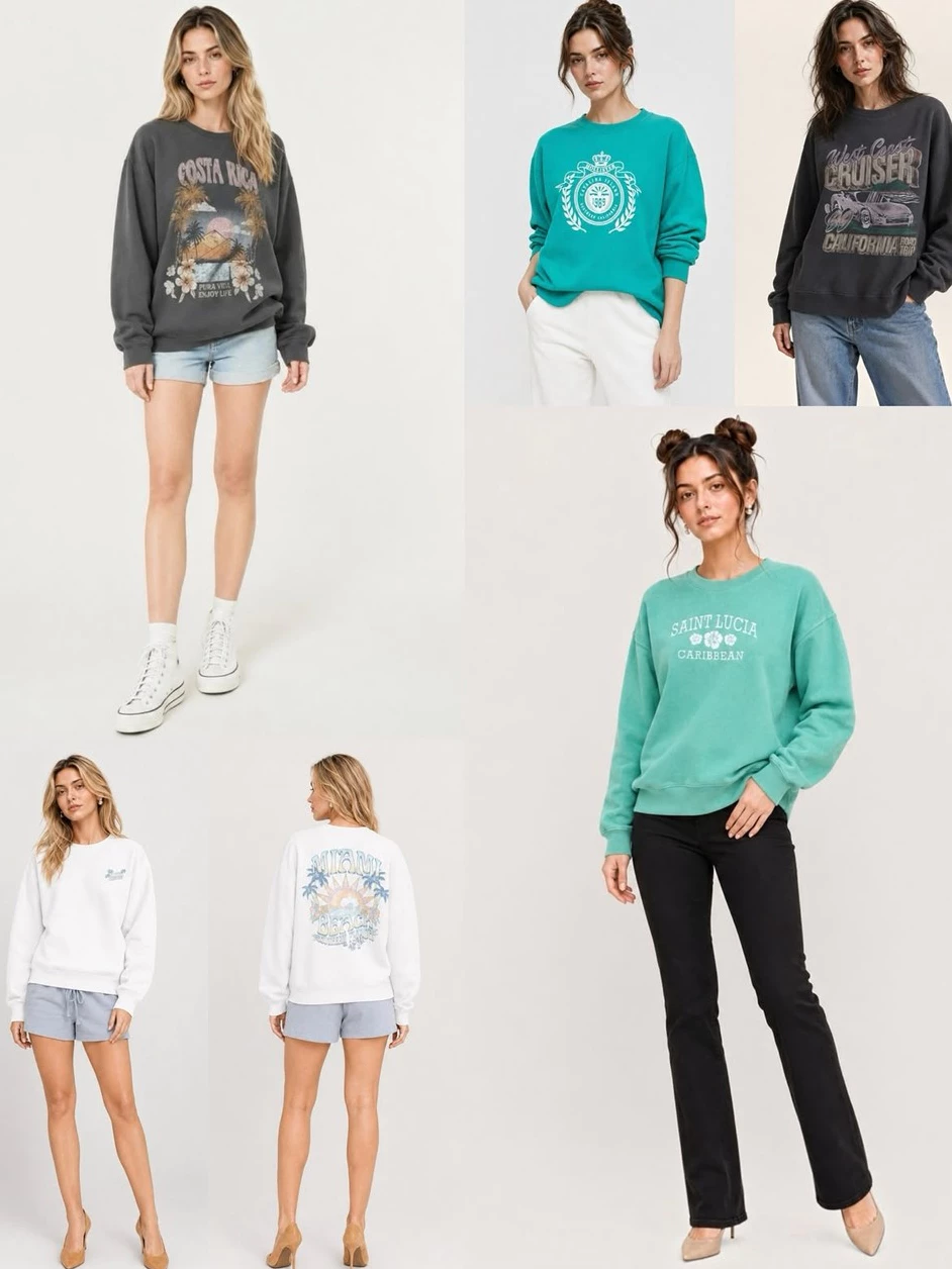Sweatshirt Wanita HLS Women's Oversized Retro Graphic Sweatshirt - 2534