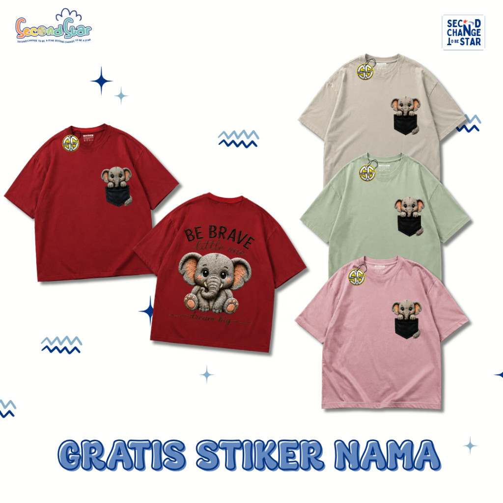 Kaos Anak Motif Elephant Be Brave - SSA171