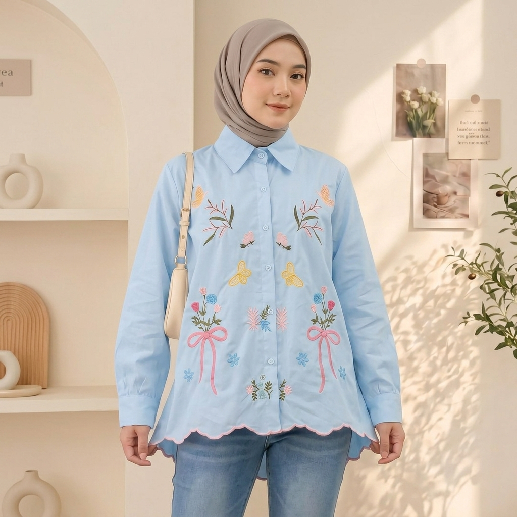 VALKA Kemeja Bordir - Kemeja Wanita Bordir NajwaFashionMuslim foto 5