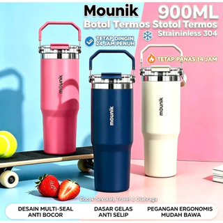 Mounik Tumbler Termos Stainless Steel Tahan Panas Dingin 24 jam Insulated Botol Minum Aesthetic Kopi Cup