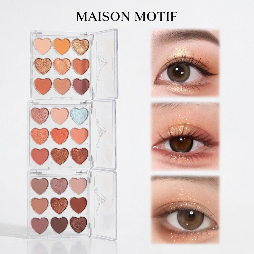 Jual Eyeshadow Palette 9 Warna Heart Matte Shimmer Glitter Tahan Lama ...