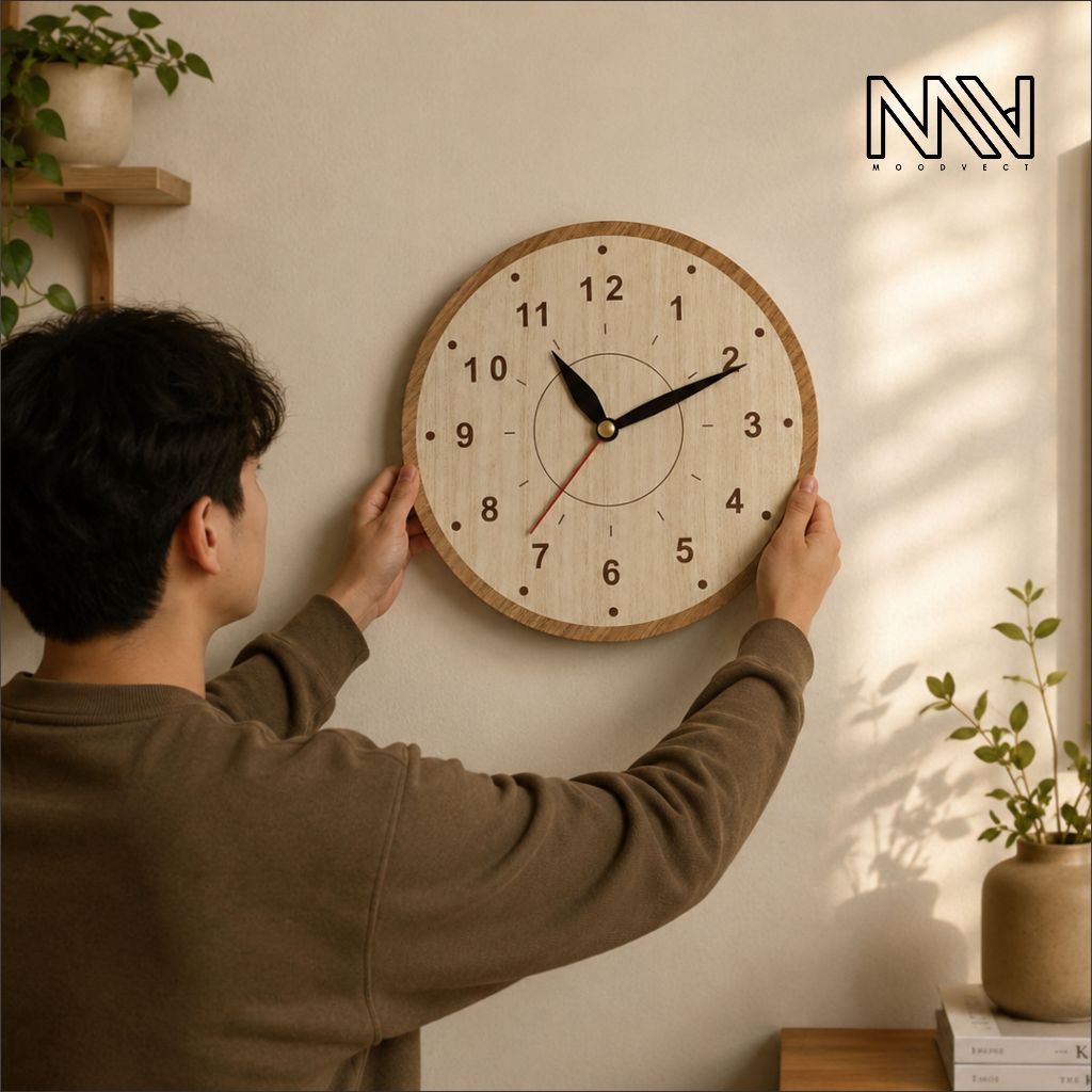MOODVECT | R24 JAM DINDING KAYU / JAM SCANDINAVIAN / JAM DINDING / JAM DINDING UNIK / JAM AESTHETIC