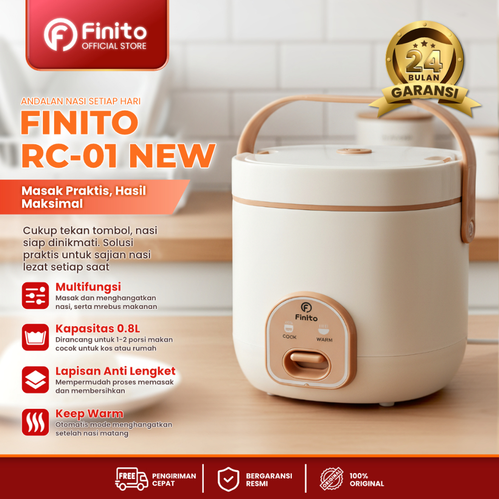 FINITO Rice Cooker Mini RC001 0,8L Daya 300W