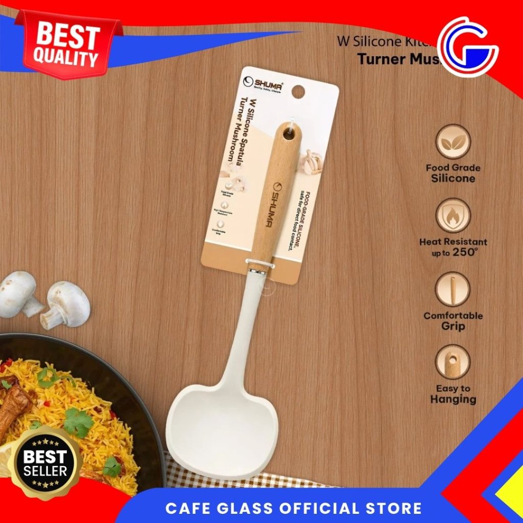 Shuma W Silicone Spatula Turner Mushroom Food Grade Silicone Tahan Panas hingga 250°C