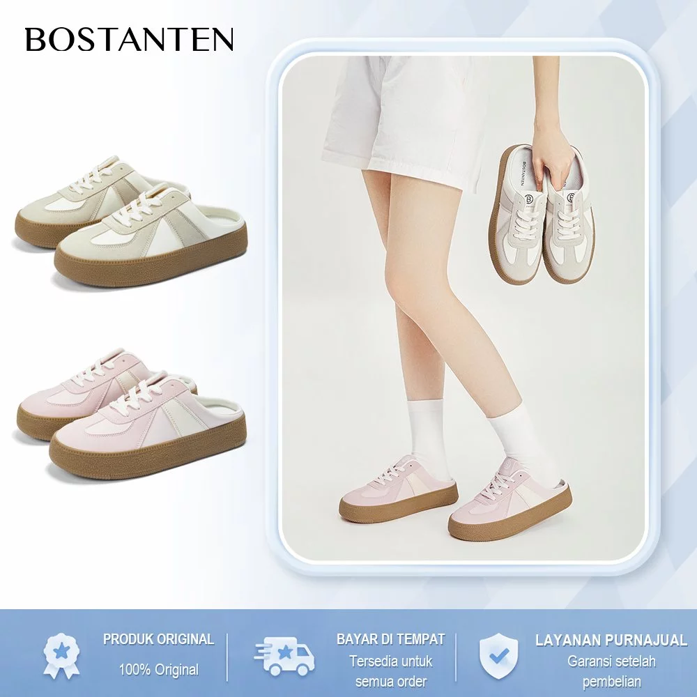 BOSTANTEN Lazy Shoes Sneakers Mules Sepatu Wanita Slip On