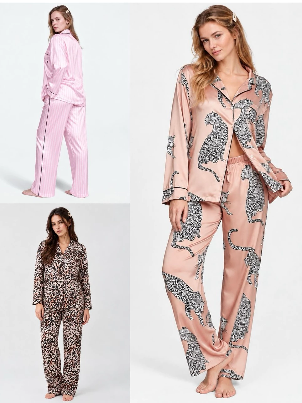 Setelan Piyama Wanita Atasan Lengan Panjang Celana Panjang VSS Women's Satin Long Pajama Set - 3381