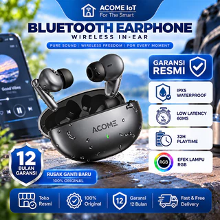 ACOME Tws Gaming Headset Wireless Earphone Bluetooth 5.3 Anti Delay Low Latency 60 Ms Original T8 - Garansi 1 Tahun