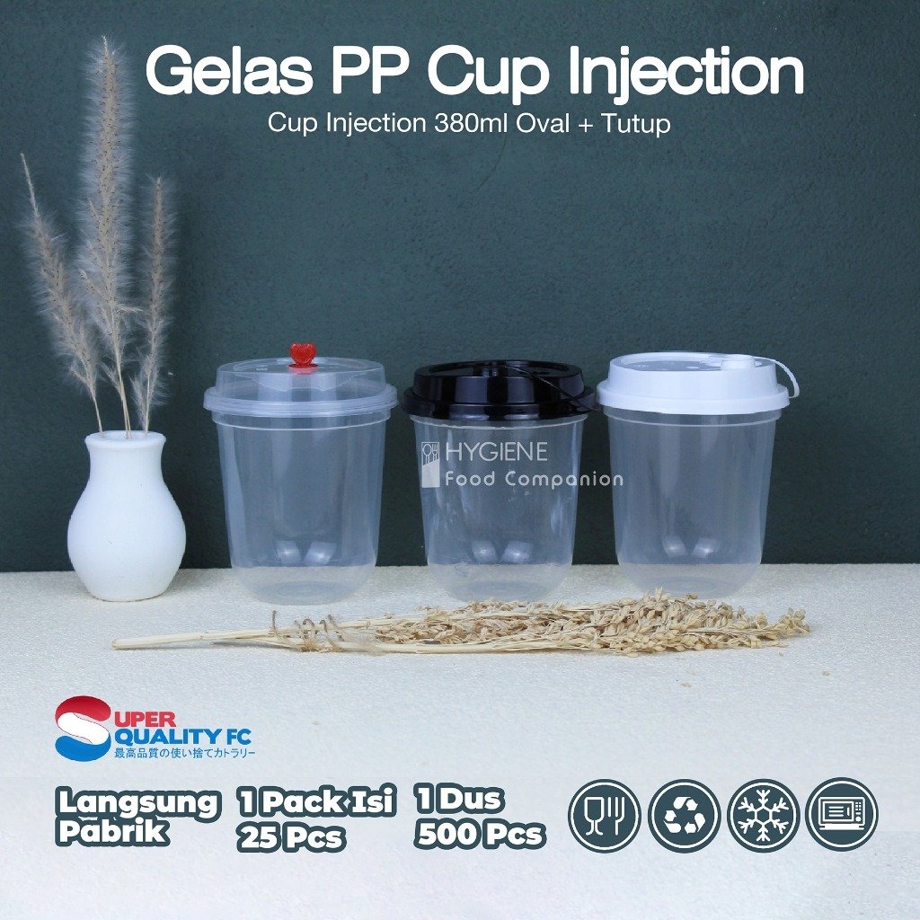 Jual Gelas PP Cup Injection 380ml Oval + Tutup / Thinwall Cup Injection ...