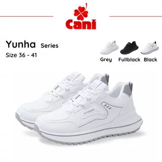 (GAJIAN SALE) Cani Yunha Sepatu Wanita Sneakers Putih Fashion Kasual Fullblack Sekolah Daily Shoes 9006