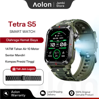 [Hot] Aolon Tetra S5 Smartwatch Pria Military Tahan air 1ATM 1.93" Kompas Senter Bluetooth Call Heart Rate Tactical Watch Original jam tangan smartwatch pria