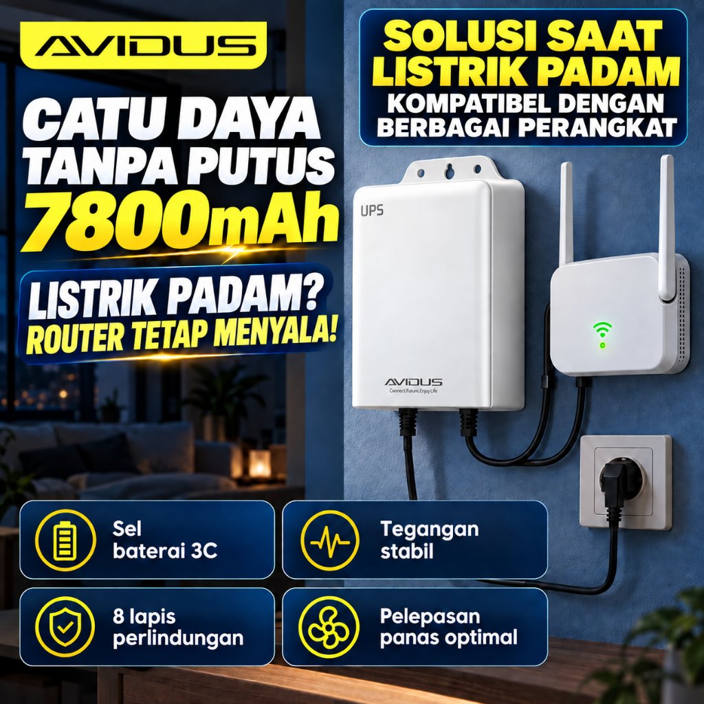 Jual AVIDUS Mini UPS 7800mAh Catu Daya Tanpa Putus Baterai Cadangan ...