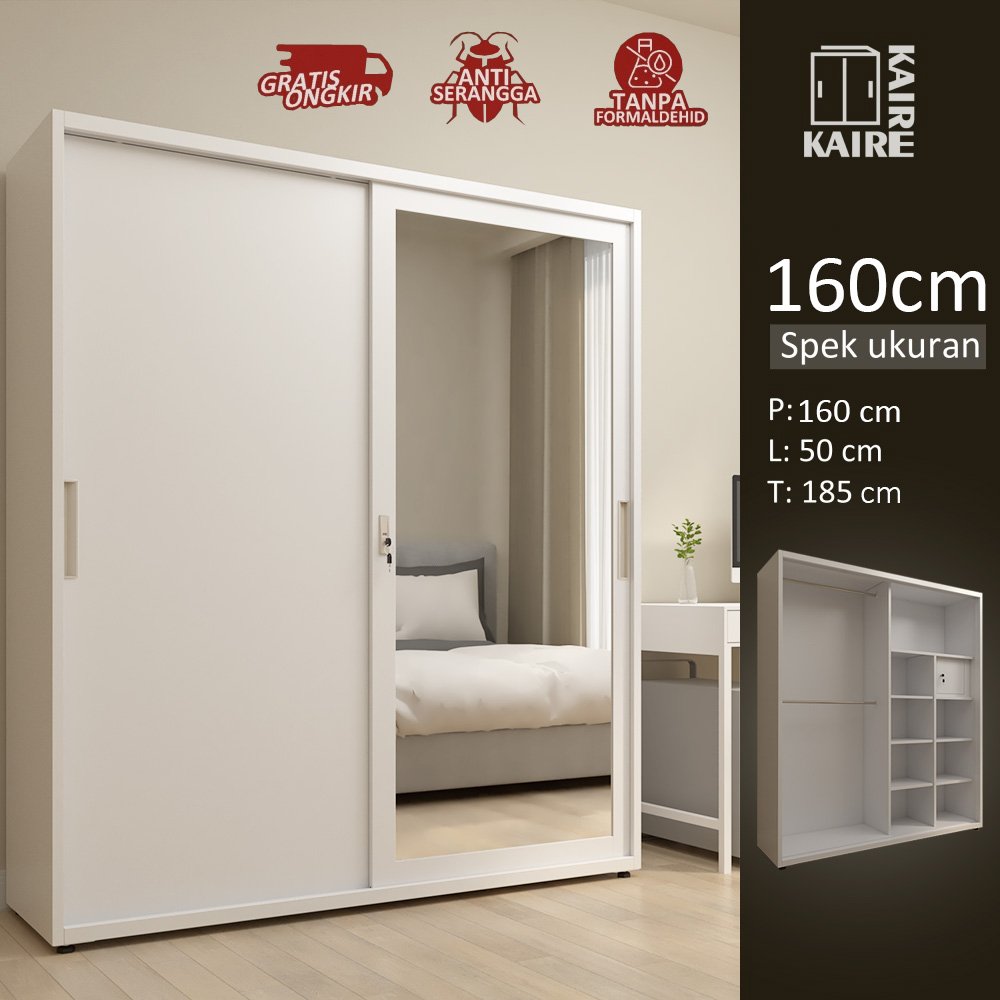 Jual (NEW)Lemari Baju Besi Kapasitas Besar 160 cm Sliding 2 Pintu ...