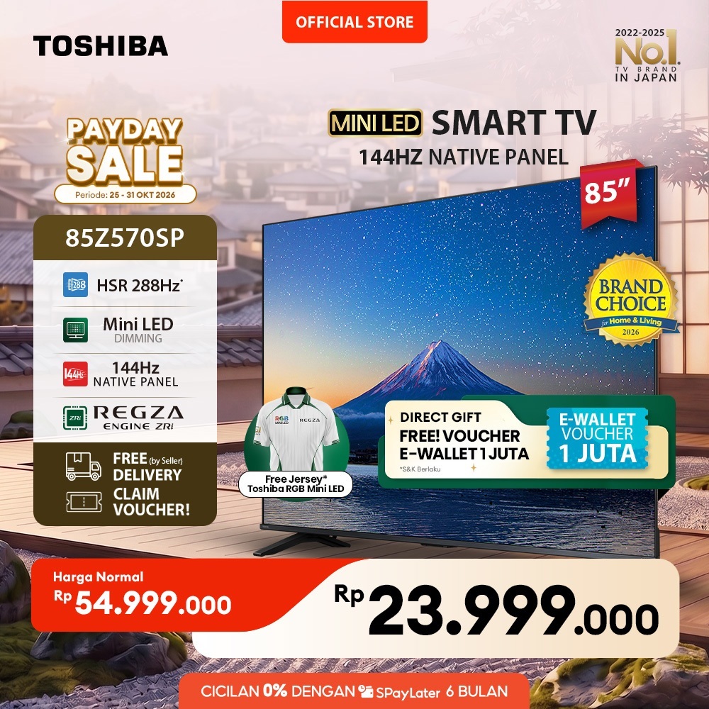 [AI 4K Native 144Hz Mini LED TV] Toshiba 85" 4K UHD Gaming AI Smart TV - Dolby Vision IQ Dolby Atmos HDR10+ AMD Freesync Premium 288fps Speedmode Far Field Voice Apple Airplay MEMC VRR ALLM Netflix Disney+ Youtube Wifi6 Bluetooth 5.4 - 85Z570SP